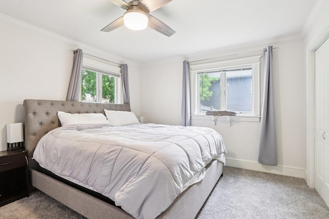 38 Highview Ave, Fox Lake, IL 60020 - carpeted bedroom with crown molding and ceiling fan