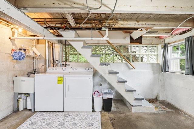 38 Highview Ave, Fox Lake, IL 60020 - laundry area with separate washer and dryer and concrete block wall