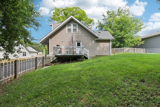 38 Highview Ave, Fox Lake, IL 60020 - rear view of property with a wooden deck and a fenced backyard