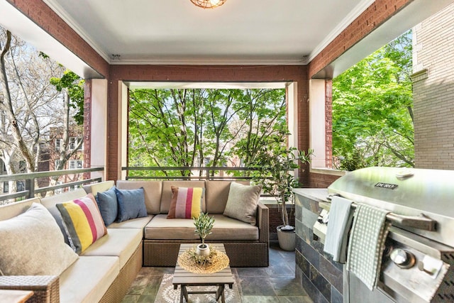 view of patio / terrace with outdoor lounge area and area for grilling