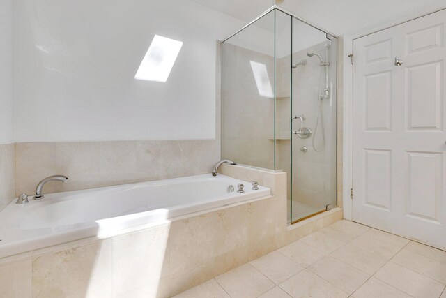 7810 Kildare Ave, Skokie, IL 60076 - full bath with a stall shower, tile patterned flooring, and a garden tub