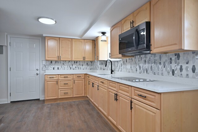 3001 N Neenah Ave, Chicago, IL 60634 - kitchen featuring black microwave, light brown cabinetry, and a sink