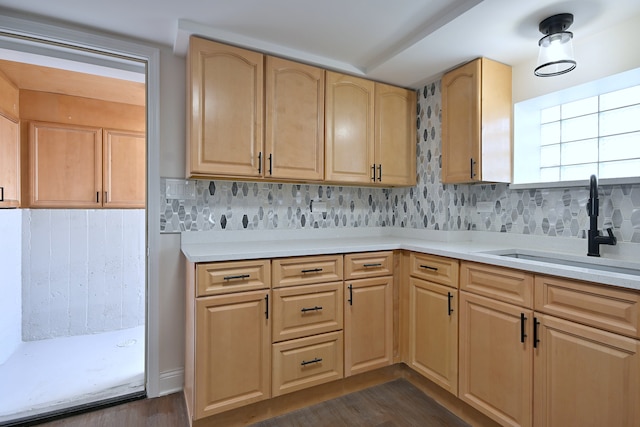 3001 N Neenah Ave, Chicago, IL 60634 - kitchen featuring a sink, light countertops, and dark wood-style floors