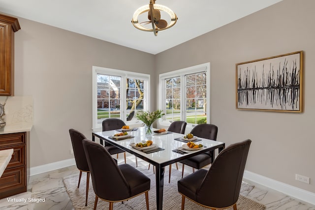471 Stagecoach, Glen Ellyn, IL 60137 - dining room with light marble finish floors and baseboards