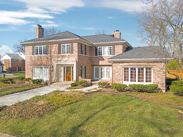 471 Stagecoach, Glen Ellyn, IL 60137 - colonial inspired home featuring a chimney, brick siding, and a front yard