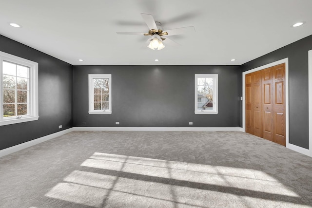 471 Stagecoach, Glen Ellyn, IL 60137 - carpeted spare room featuring plenty of natural light, a ceiling fan, baseboards, and recessed lighting