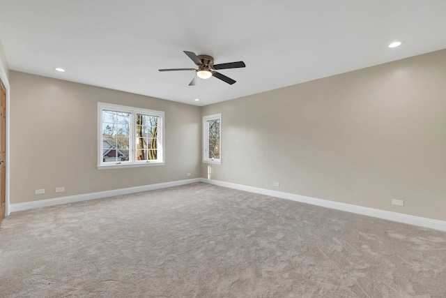 471 Stagecoach, Glen Ellyn, IL 60137 - empty room with a ceiling fan, baseboards, carpet, and recessed lighting