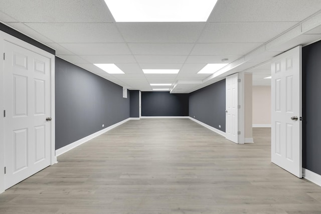 471 Stagecoach, Glen Ellyn, IL 60137 - finished below grade area featuring baseboards, light wood-style flooring, and a drop ceiling