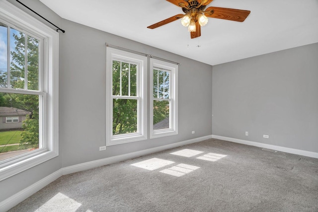 28 S Van Nortwick Ave, Batavia, IL 60510 - empty room featuring plenty of natural light, carpet floors, baseboards, and a ceiling fan