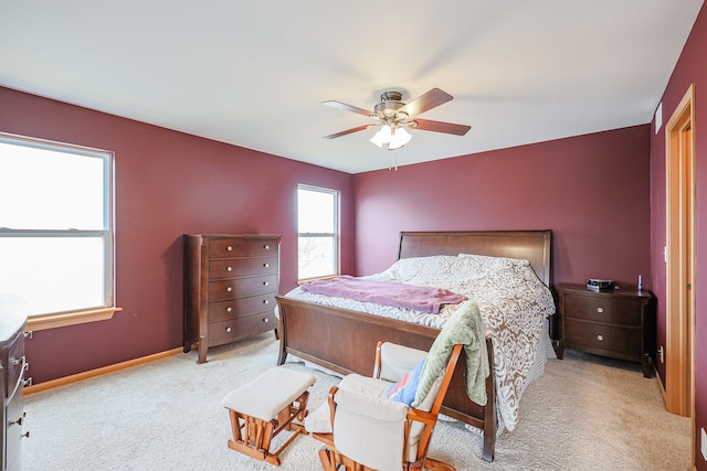 10941 Preston Pkwy, Huntley, IL 60142 - bedroom with light carpet, baseboards, and ceiling fan