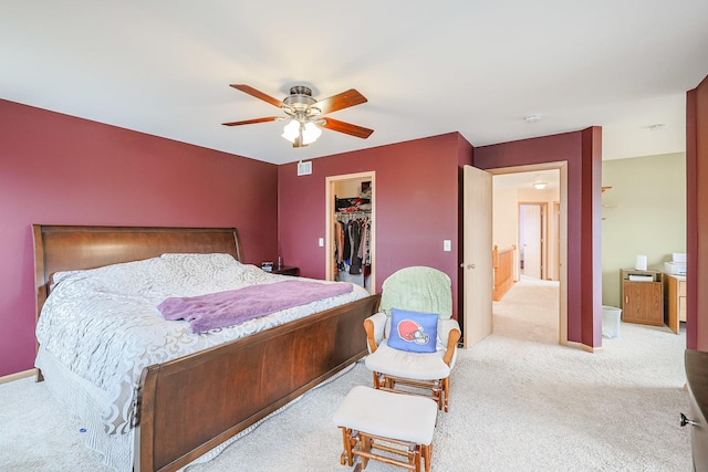 10941 Preston Pkwy, Huntley, IL 60142 - carpeted bedroom featuring a closet, a spacious closet, ceiling fan, and baseboards