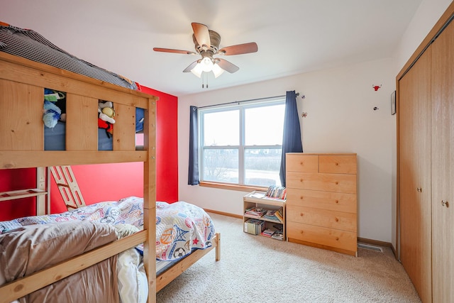 10941 Preston Pkwy, Huntley, IL 60142 - carpeted bedroom featuring a closet, baseboards, and a ceiling fan