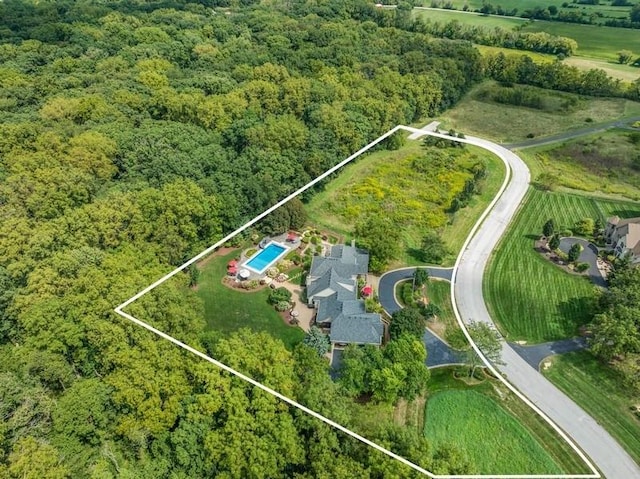 41W590 Bowgren Dr, Campton Hills, IL 60119 - aerial overview of property's location featuring property parcel outlined and a heavily wooded area