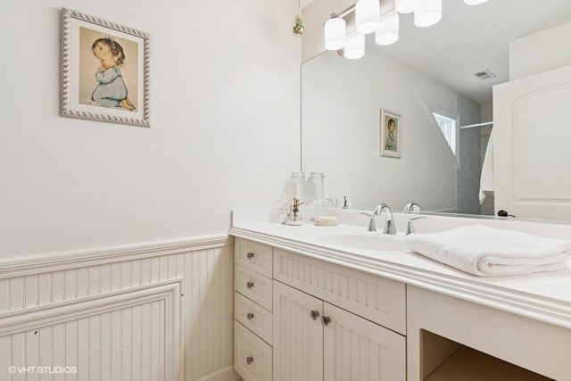 41W590 Bowgren Dr, Campton Hills, IL 60119 - full bathroom featuring vanity and a wainscoted wall