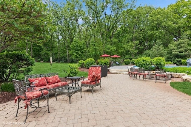 41W590 Bowgren Dr, Campton Hills, IL 60119 - view of patio / terrace featuring an outdoor hangout area and a pool