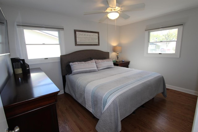 1188 Cypress Ln, Elk Grove Village, IL 60007 - bedroom with wood finished floors, multiple windows, ceiling fan, and baseboards