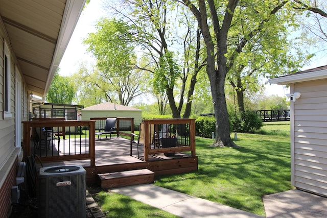 1188 Cypress Ln, Elk Grove Village, IL 60007 - view of green lawn featuring cooling unit and a wooden deck