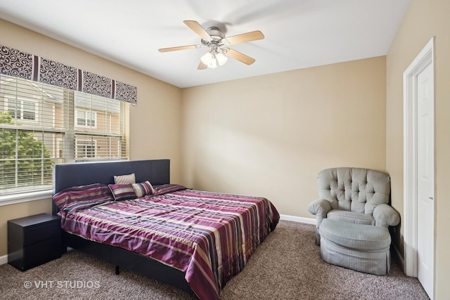 1119 Orangery Ct, Carol Stream, IL 60188 - bedroom featuring carpet, multiple windows, and ceiling fan