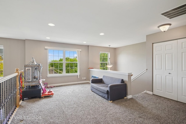1119 Orangery Ct, Carol Stream, IL 60188 - sitting room with carpet flooring, an upstairs landing, and recessed lighting