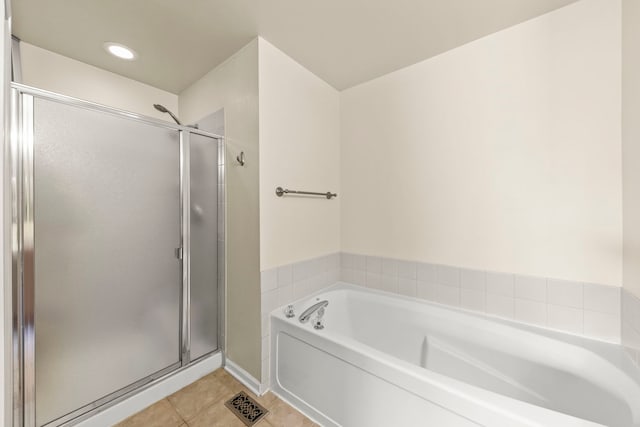 401 Manchester Rd, Oswego, IL 60543 - full bath with a garden tub, a shower stall, tile patterned flooring, and recessed lighting