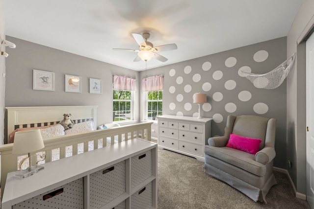 401 Manchester Rd, Oswego, IL 60543 - carpeted bedroom with ceiling fan and baseboards