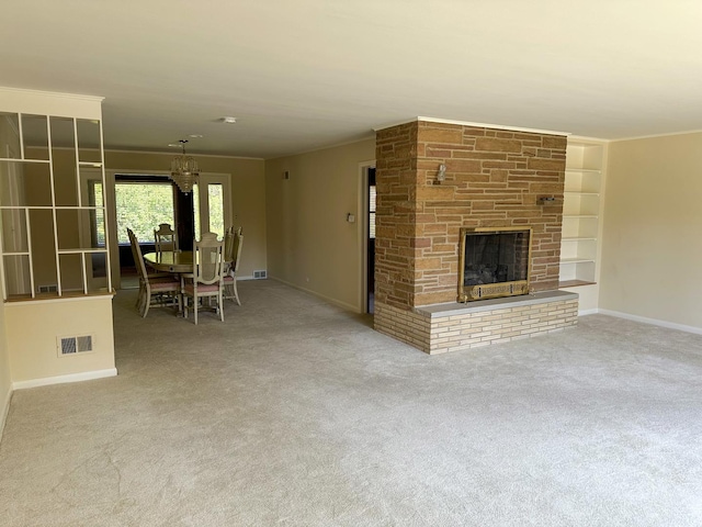 6600 N Kenton Ave, Lincolnwood, IL 60712 - living room with carpet floors, baseboards, and a fireplace
