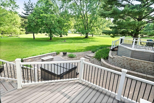19423 Lakeside Ln, Bloomington, IL 61705 - wooden terrace with a lawn