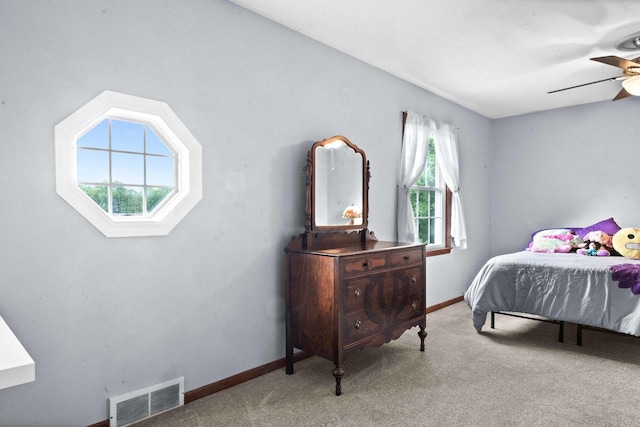 19423 Lakeside Ln, Bloomington, IL 61705 - carpeted bedroom with multiple windows, baseboards, and ceiling fan