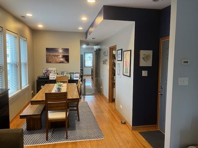3415 S Emerald Ave, Chicago, IL 60616 - dining area with plenty of natural light, light wood finished floors, baseboards, and recessed lighting