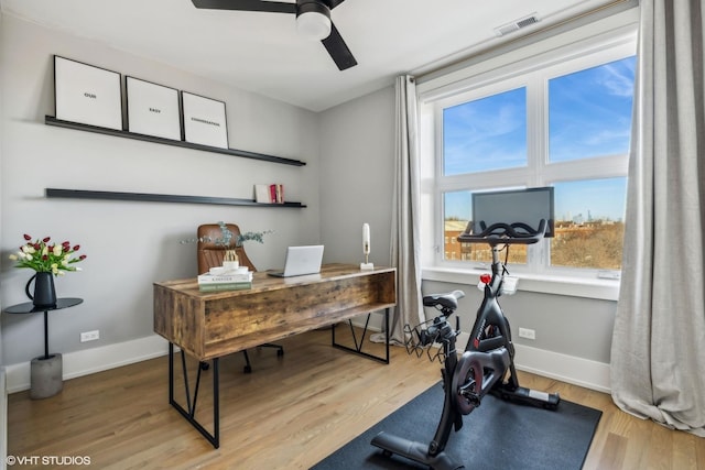 1203 E 46th St Unit 4N, Chicago, IL 60653 - office space with wood finished floors, ceiling fan, and baseboards