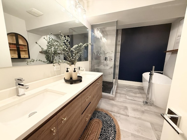1203 E 46th St Unit 4N, Chicago, IL 60653 - full bathroom with a shower stall, double vanity, and a soaking tub
