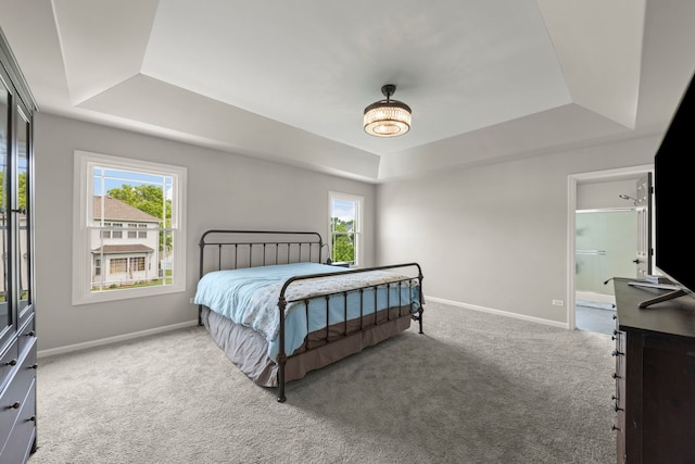 24006 Skyler Ln, Plainfield, IL 60586 - carpeted bedroom featuring a tray ceiling and connected bathroom