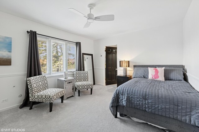 3300 Overland Pass, Northbrook, IL 60062 - bedroom featuring light carpet, baseboards, and ceiling fan