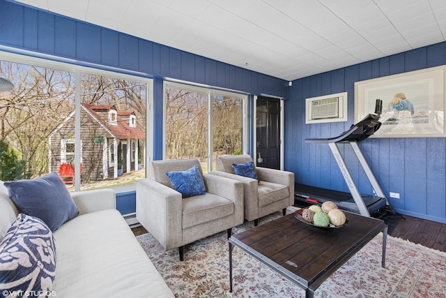 3300 Overland Pass, Northbrook, IL 60062 - living area featuring wood finished floors and a wall unit AC