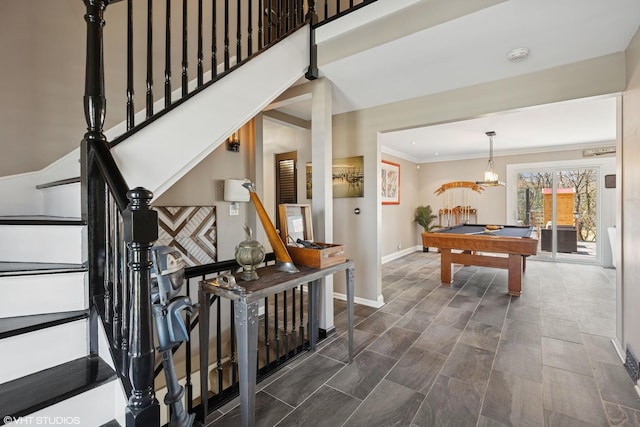 3300 Overland Pass, Northbrook, IL 60062 - game room with billiards, baseboards, and ornamental molding