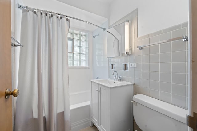 202 N Elmhurst Ave, Mount Prospect, IL 60056 - full bath with shower / bath combo, vanity, toilet, and tile walls