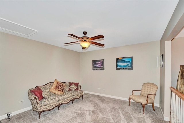16313 Bob White Cir, Orland Park, IL 60467 - sitting room with ceiling fan, carpet flooring, and baseboards