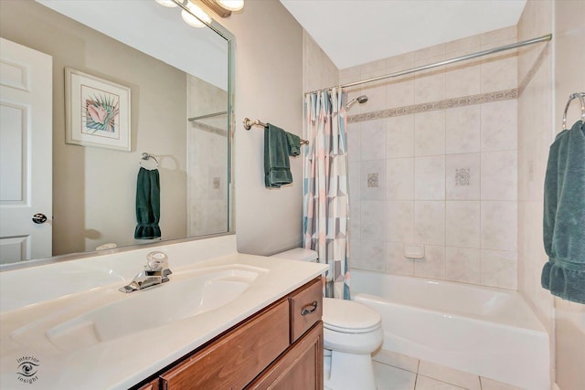 16313 Bob White Cir, Orland Park, IL 60467 - bathroom featuring tile patterned flooring, toilet, shower / bath combo, and vanity