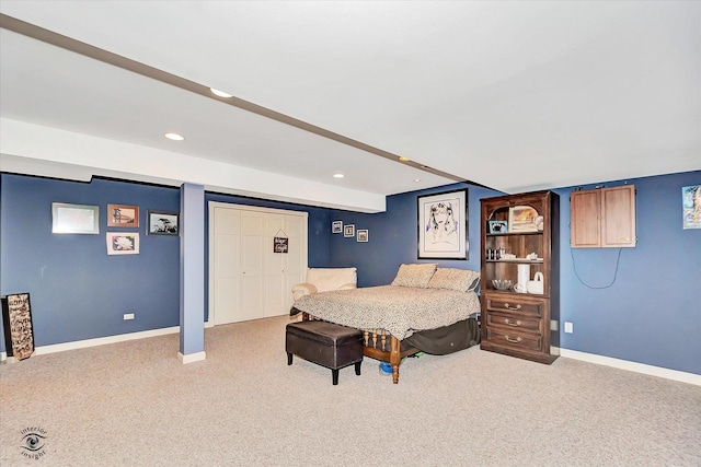 16313 Bob White Cir, Orland Park, IL 60467 - carpeted bedroom featuring baseboards, recessed lighting, and a closet