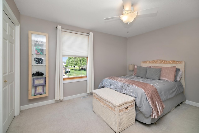 689 Revere St, Bourbonnais, IL 60914 - bedroom featuring light carpet, baseboards, and ceiling fan