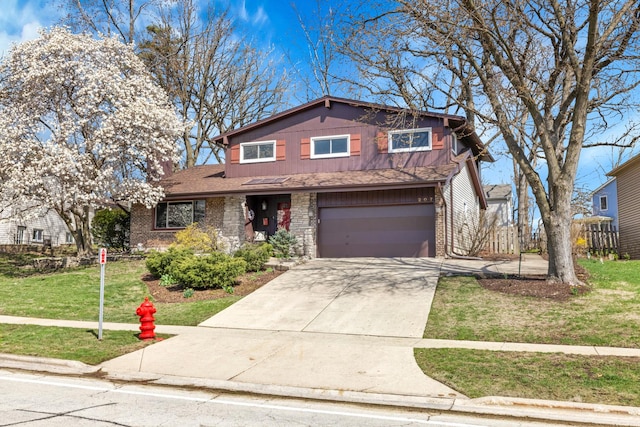 207 S Cedarcrest Dr, Schaumburg, IL 60193 - traditional-style home featuring driveway, a garage, and brick siding