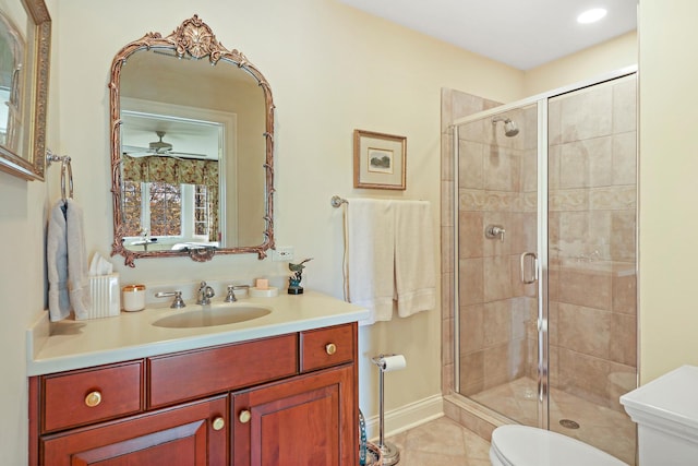 64 Ridge Rd, Barrington Hills, IL 60010 - full bath with toilet, a shower stall, vanity, and tile patterned floors