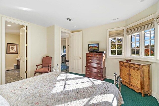 64 Ridge Rd, Barrington Hills, IL 60010 - bedroom featuring baseboards, ensuite bath, recessed lighting, and carpet flooring