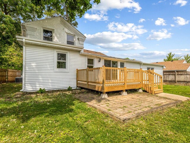 426 Reed St, Pecatonica, IL 61063 - rear view of property with a wooden deck and central air condition unit