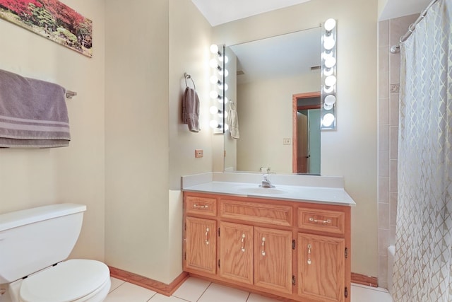 10248 SW Hwy Unit 3C, Chicago Ridge, IL 60415 - full bath with toilet, vanity, a tile shower, tile patterned flooring, and baseboards
