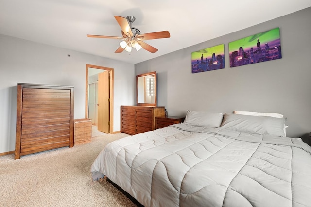 10248 SW Hwy Unit 3C, Chicago Ridge, IL 60415 - bedroom featuring light carpet, ceiling fan, and baseboards