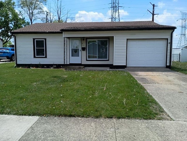 615 Hamrick Ave, Romeoville, IL 60446 - ranch-style house featuring a front yard, driveway, and an attached garage