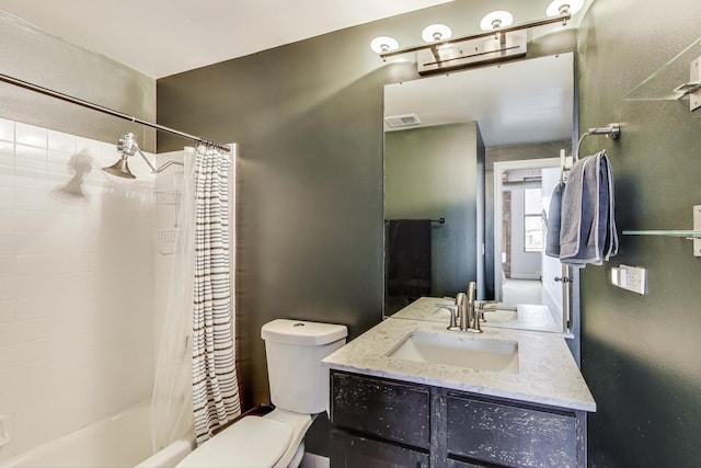 2654 W Medill Ave Unit 202, Chicago, IL 60647 - bathroom featuring toilet, vanity, and shower / bath combination with curtain