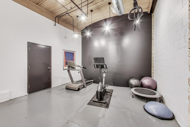 2654 W Medill Ave Unit 202, Chicago, IL 60647 - exercise room featuring a towering ceiling and concrete block wall