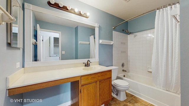 733 Fieldcrest Dr Unit A, South Elgin, IL 60177 - full bathroom featuring shower / bath combo with shower curtain, vanity, toilet, and tile patterned flooring